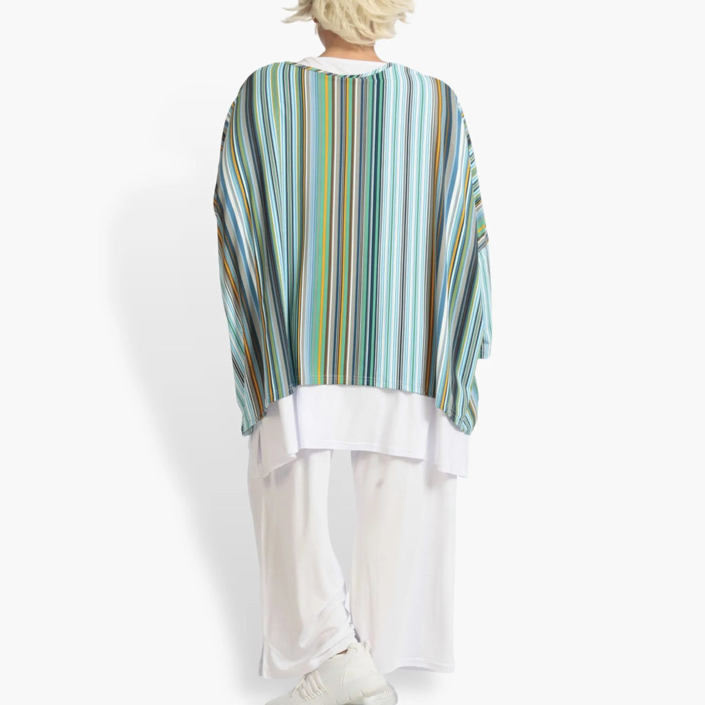 Summer big shirt in A-shape made of stretcher Slinky quality, River in blue