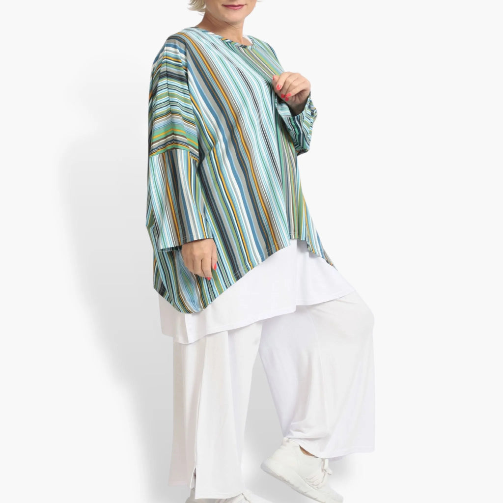 Summer big shirt in A-shape made of stretcher Slinky quality, River in blue