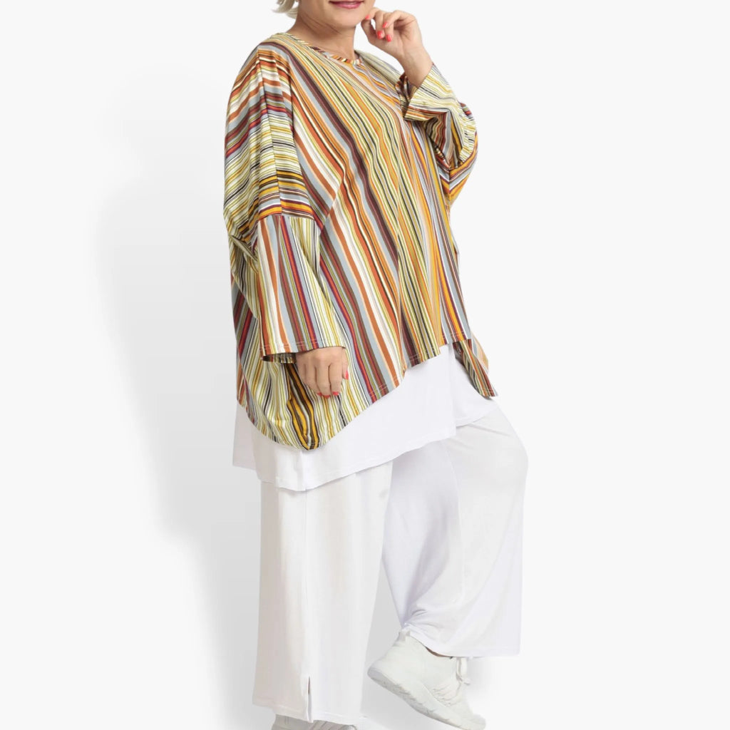 Chemise d'été grande taille en forme de A en qualité Slinky extensible, River en Cognac