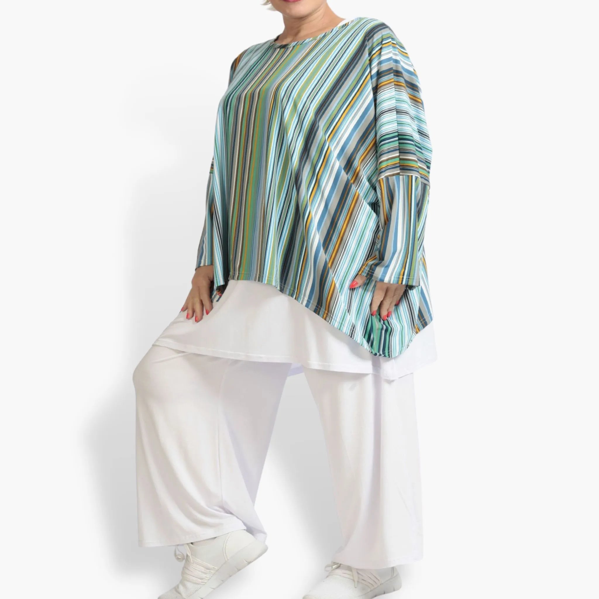 Summer big shirt in A-shape made of stretcher Slinky quality, River in blue