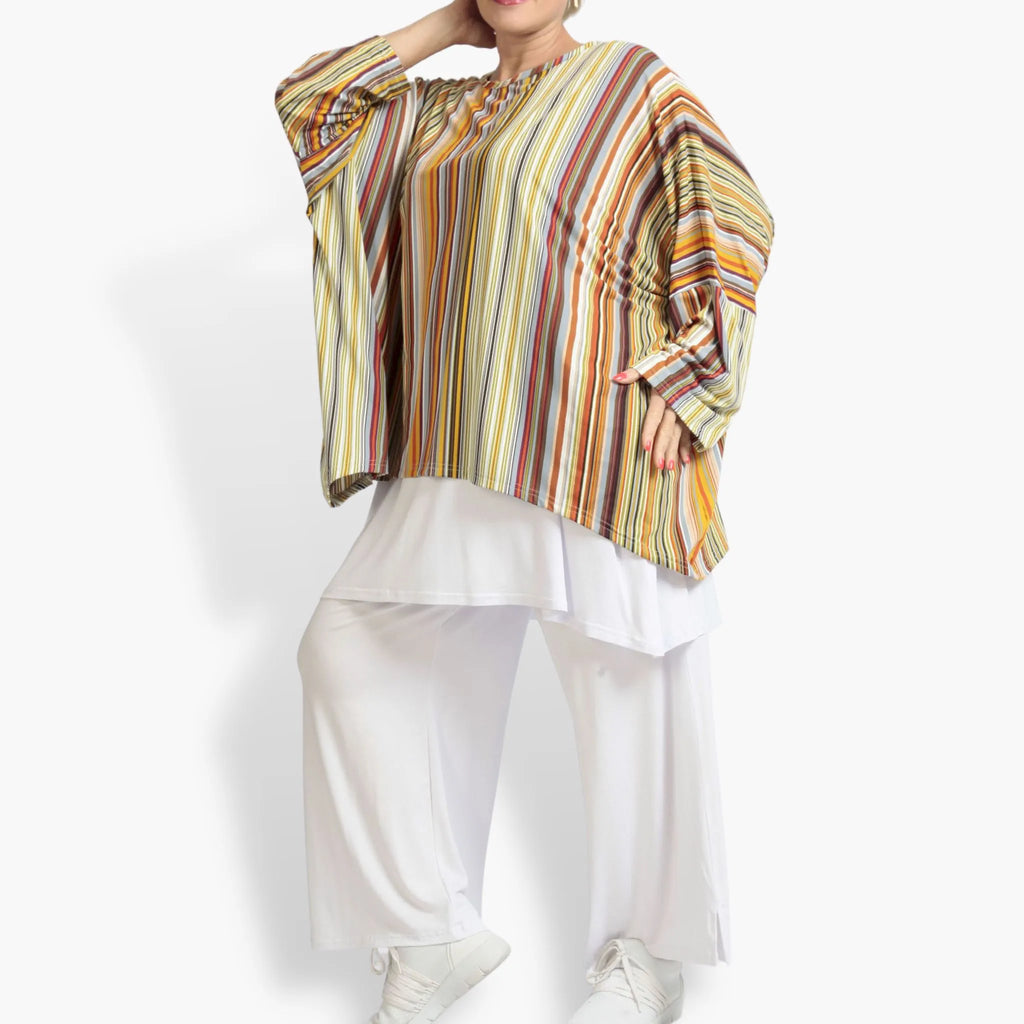 Chemise d'été grande taille en forme de A en qualité Slinky extensible, River en Cognac