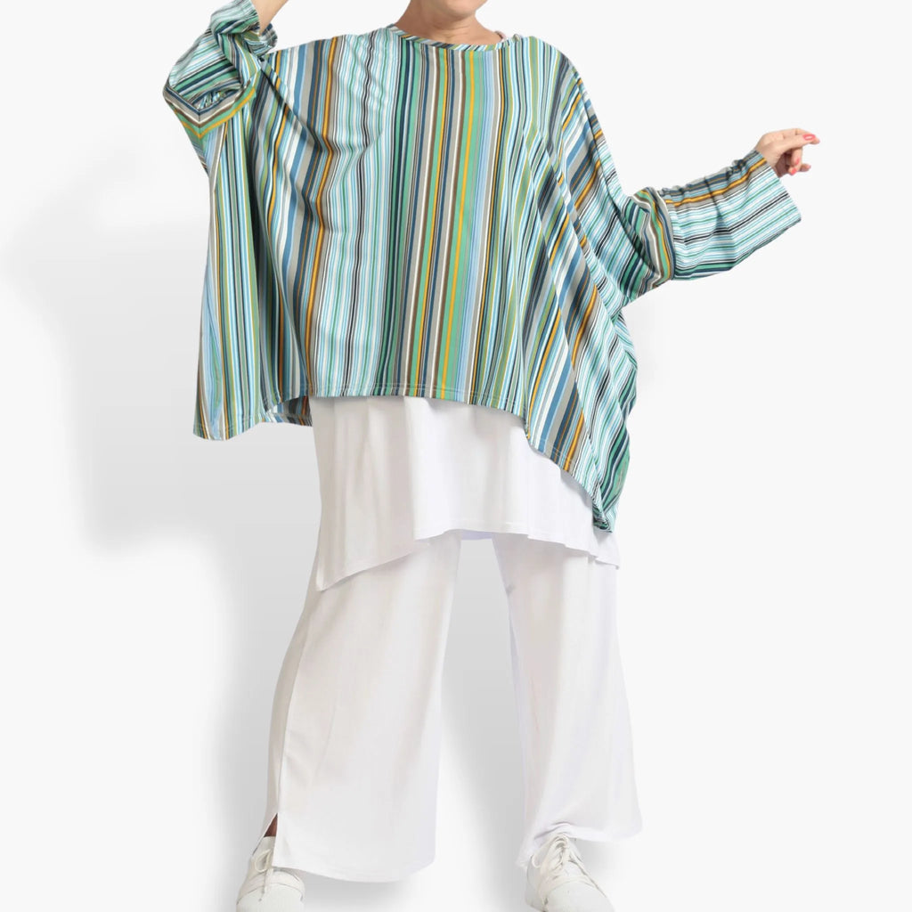 Summer big shirt in A-shape made of stretcher Slinky quality, River in blue