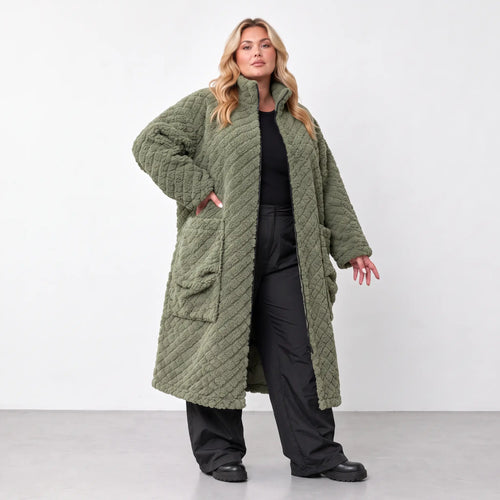AKH Fashion · Mantel · CuddlySuede · 7153 · KhakiCheck