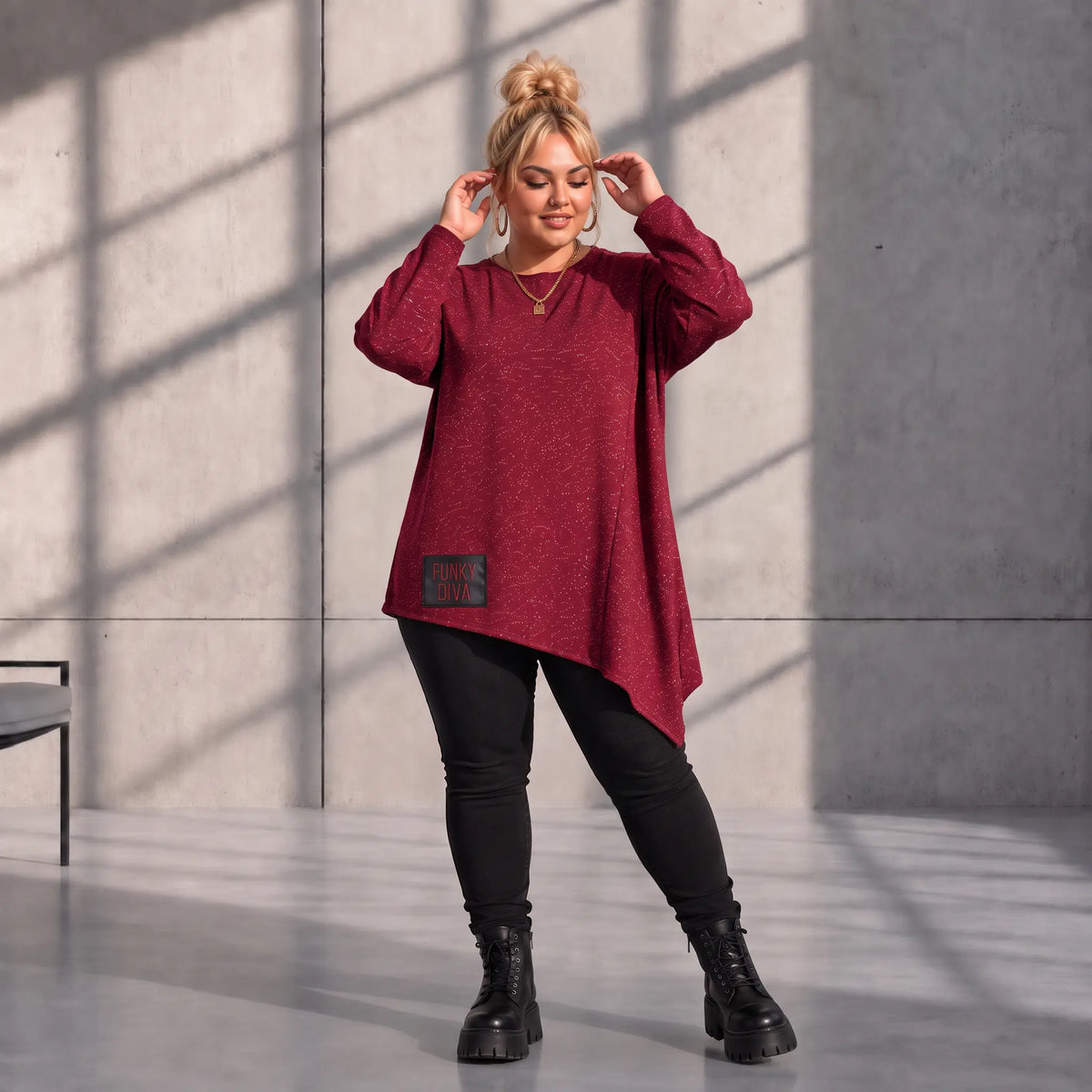 Funky Diva · Shirt · MelangeDiva · F440 · CozyWine