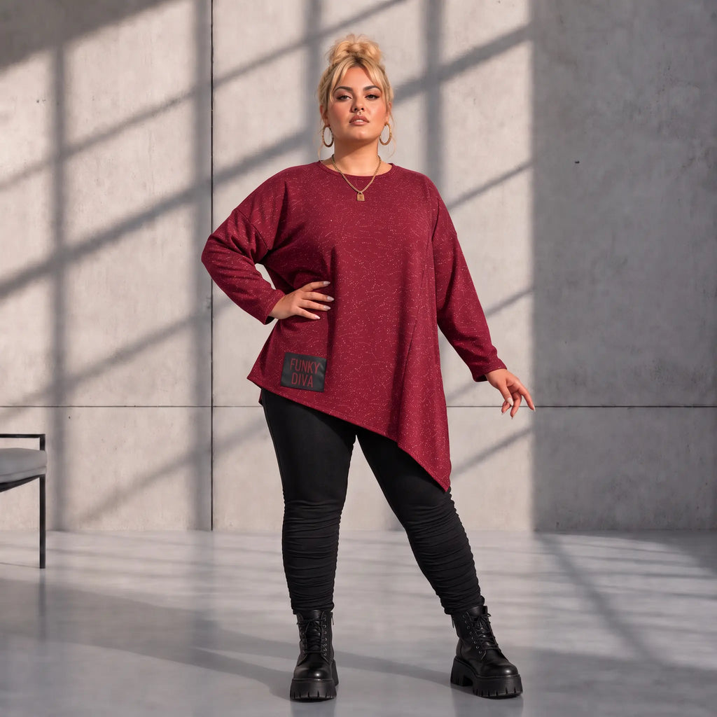 Funky Diva · Shirt · MelangeDiva · F440 · CozyWine