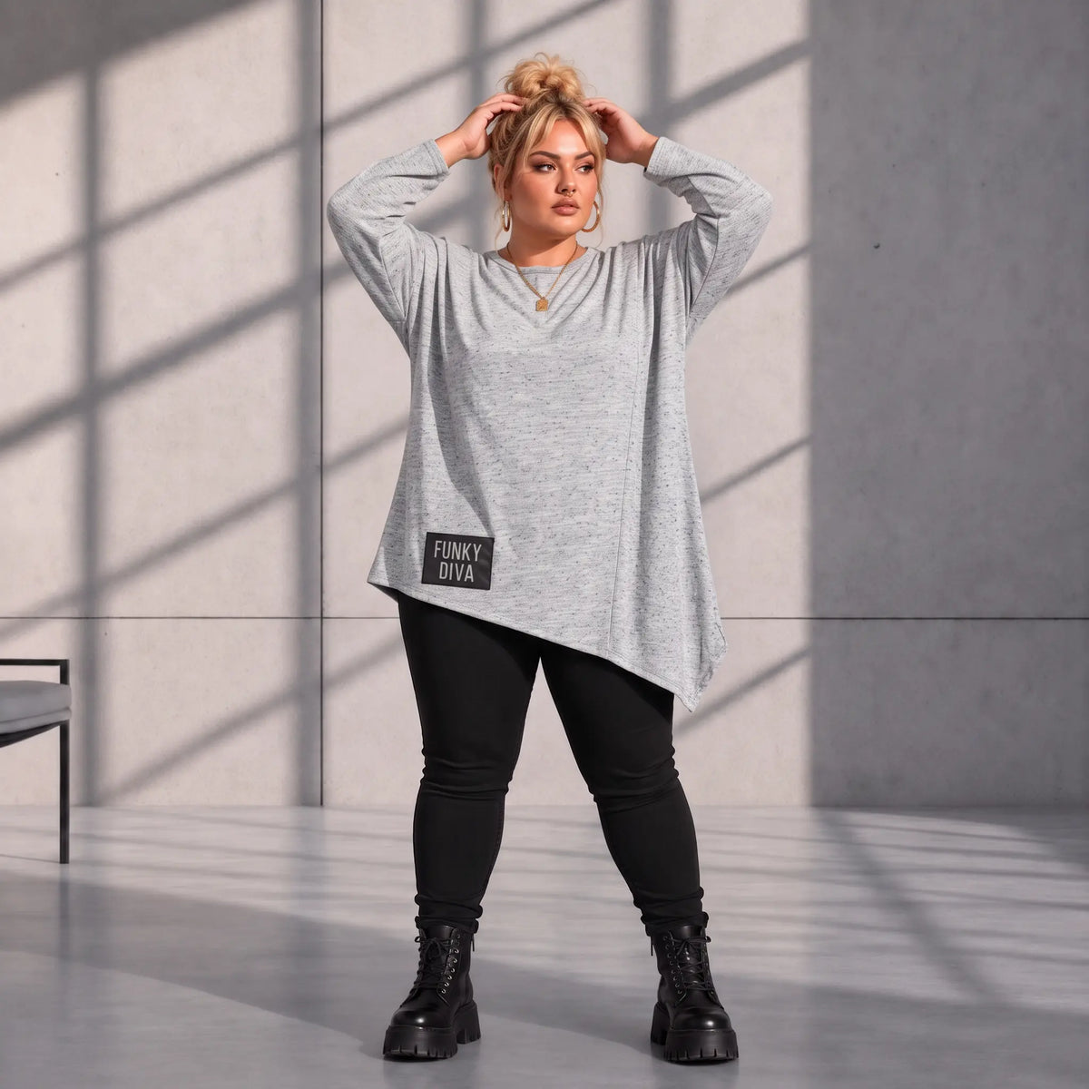 Funky Diva · Shirt · MelangeDiva · F440 · DustyGrey