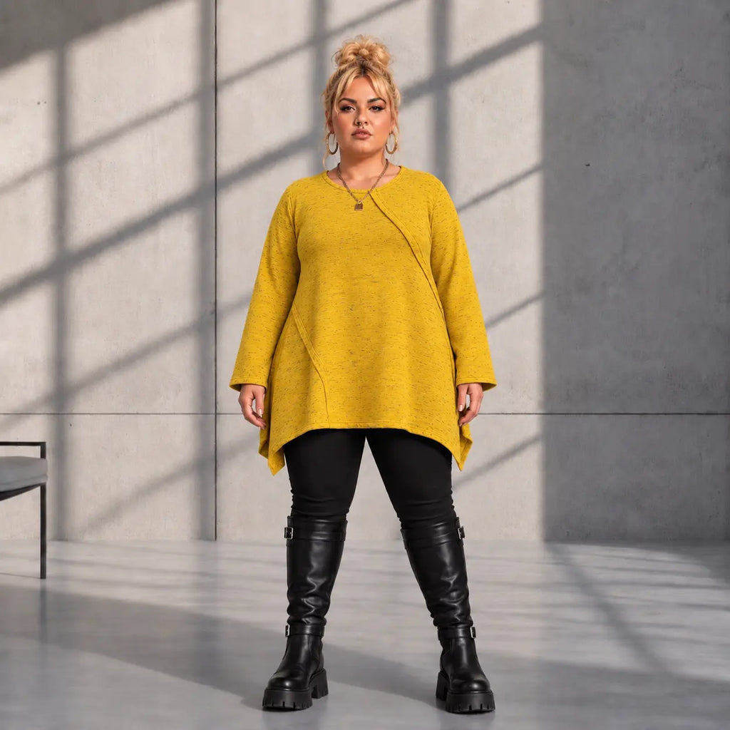 Funky Diva · Shirt · MelangeDiva · F776 · HoneyYellow