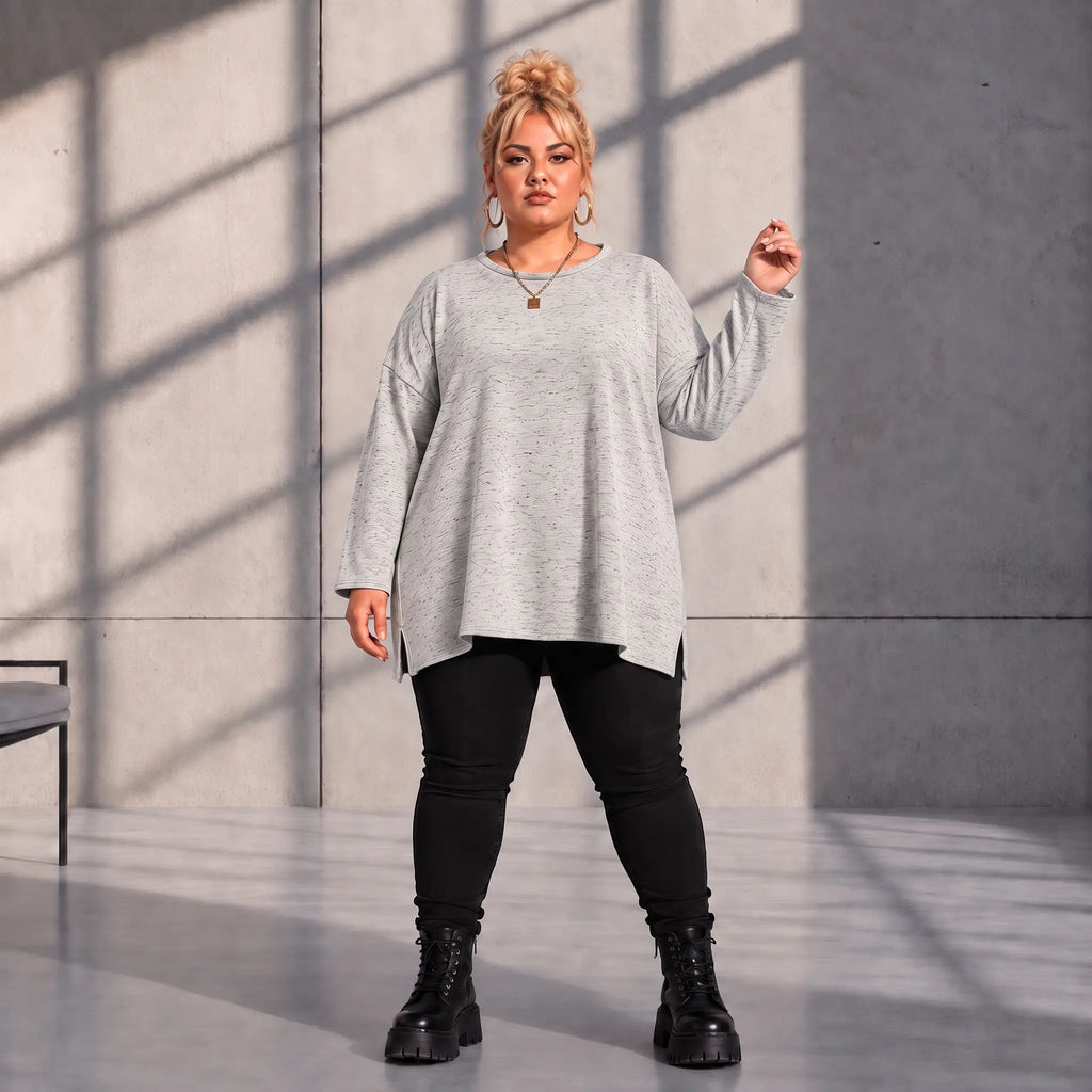Funky Diva · Shirt · MelangeDiva · F554 · DustyGrey