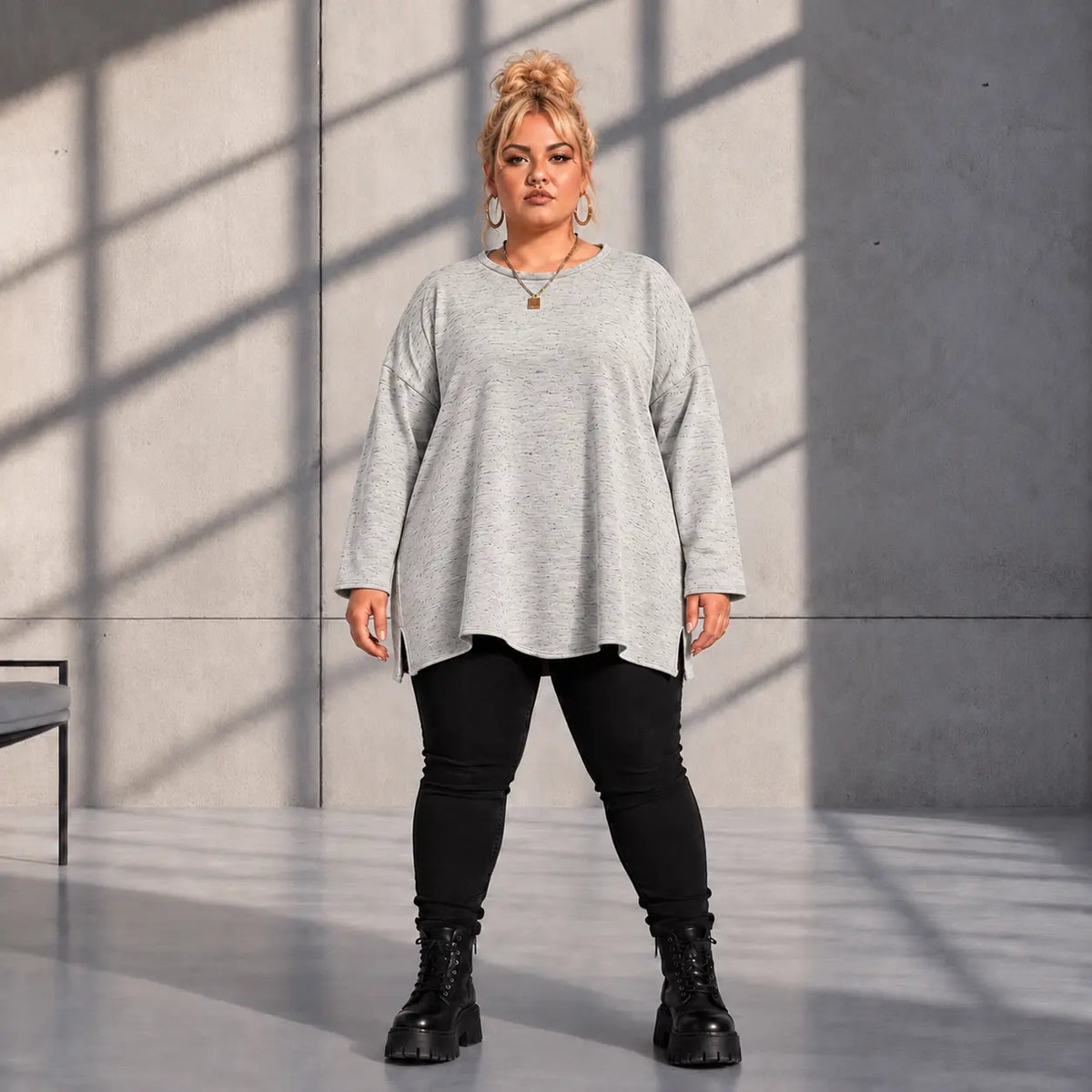 Funky Diva · Shirt · MelangeDiva · F554 · DustyGrey