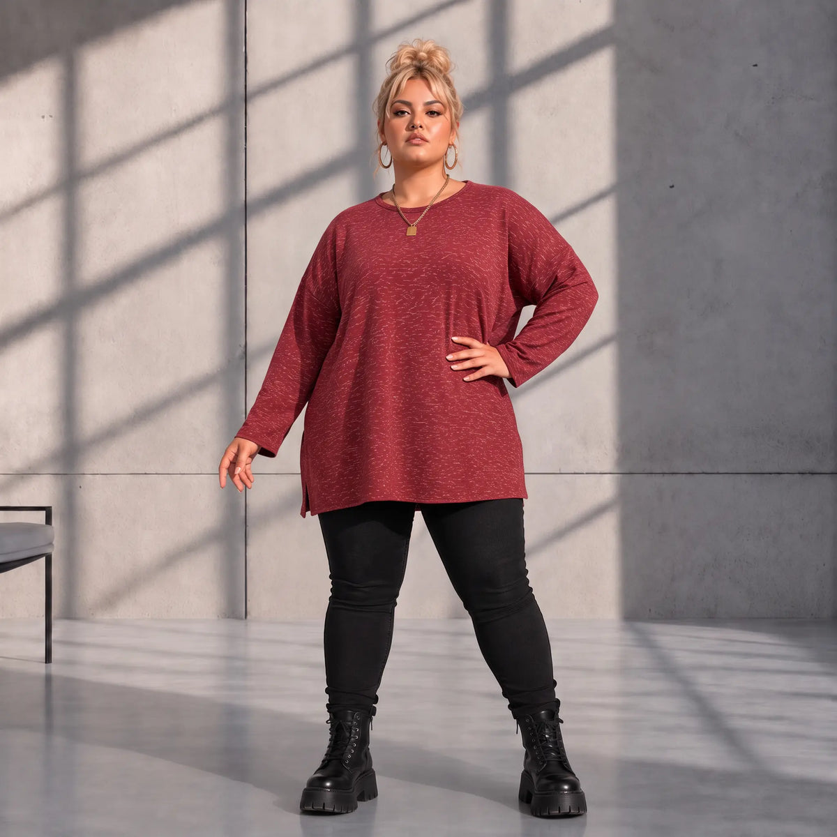Funky Diva · Shirt · MelangeDiva · F554 · CozyWine