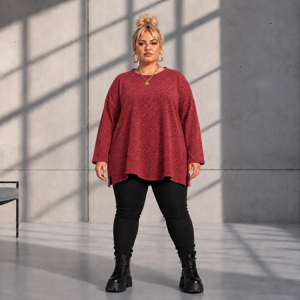Funky Diva · Shirt · MelangeDiva · F554 · CozyWine