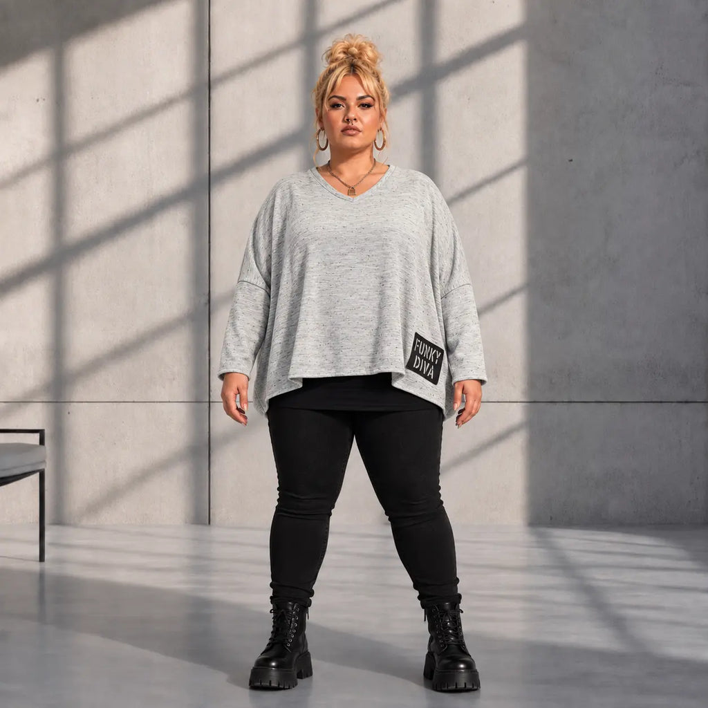 Funky Diva · Shirt · MelangeDiva · F323 · DustyGrey