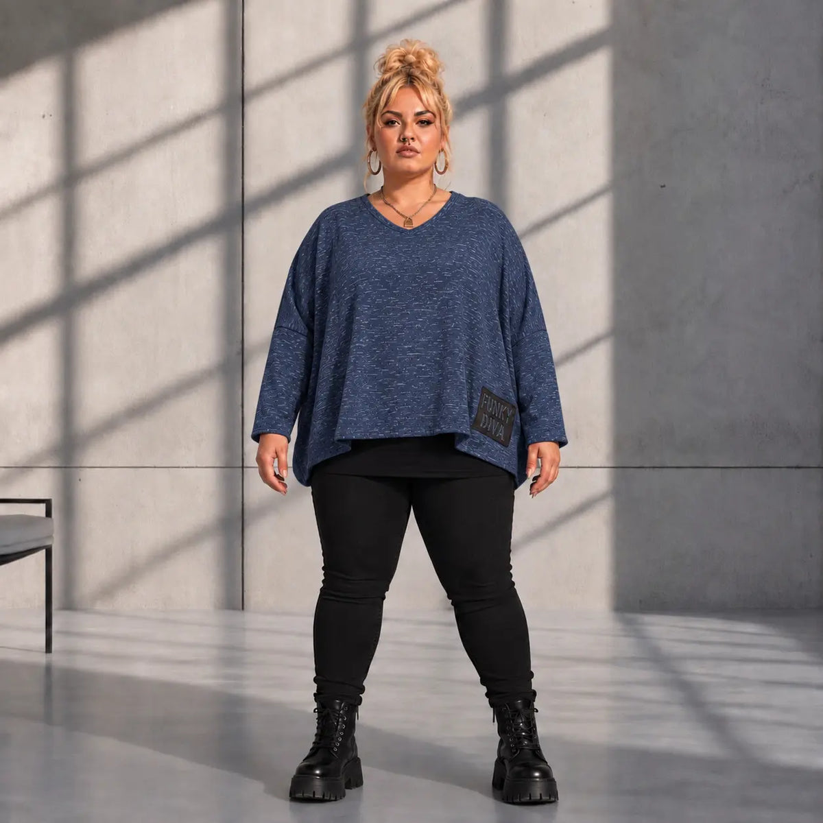 Funky Diva · Shirt · MelangeDiva · F323 · WinterBlue