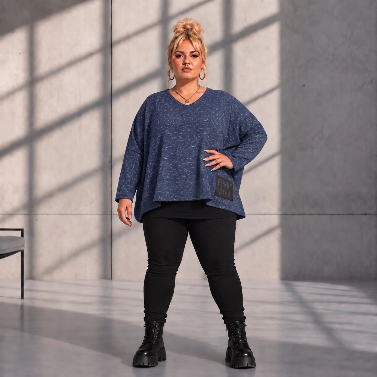 Funky Diva · Shirt · MelangeDiva · F323 · WinterBlue