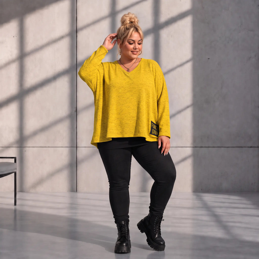 Funky Diva · Shirt · MelangeDiva · F323 · HoneyYellow