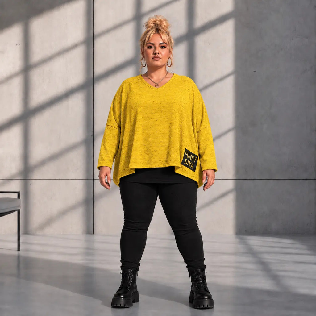 Funky Diva · Shirt · MelangeDiva · F323 · HoneyYellow