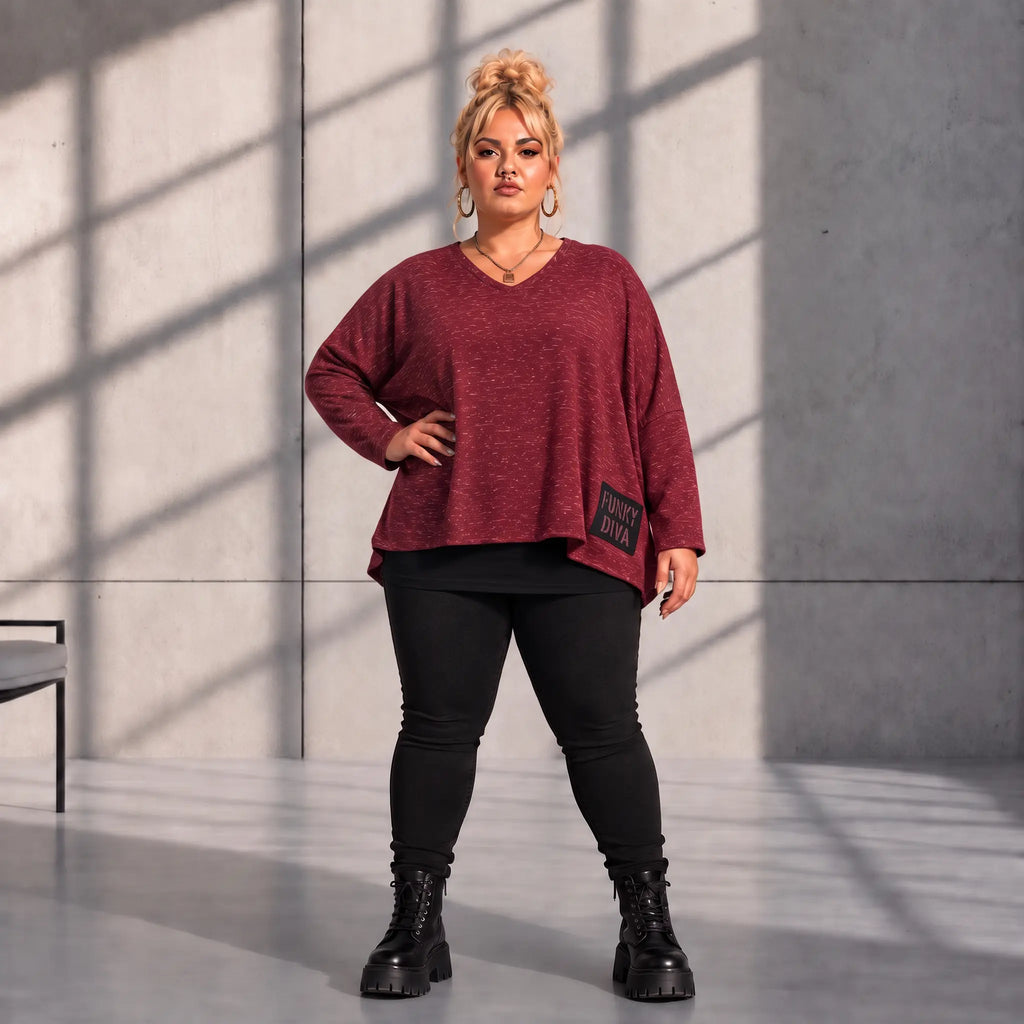 Funky Diva · Shirt · MelangeDiva · F323 · CozyWine