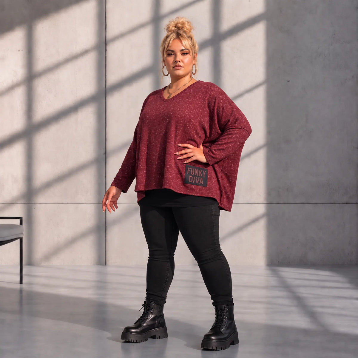 Funky Diva · Shirt · MelangeDiva · F323 · CozyWine