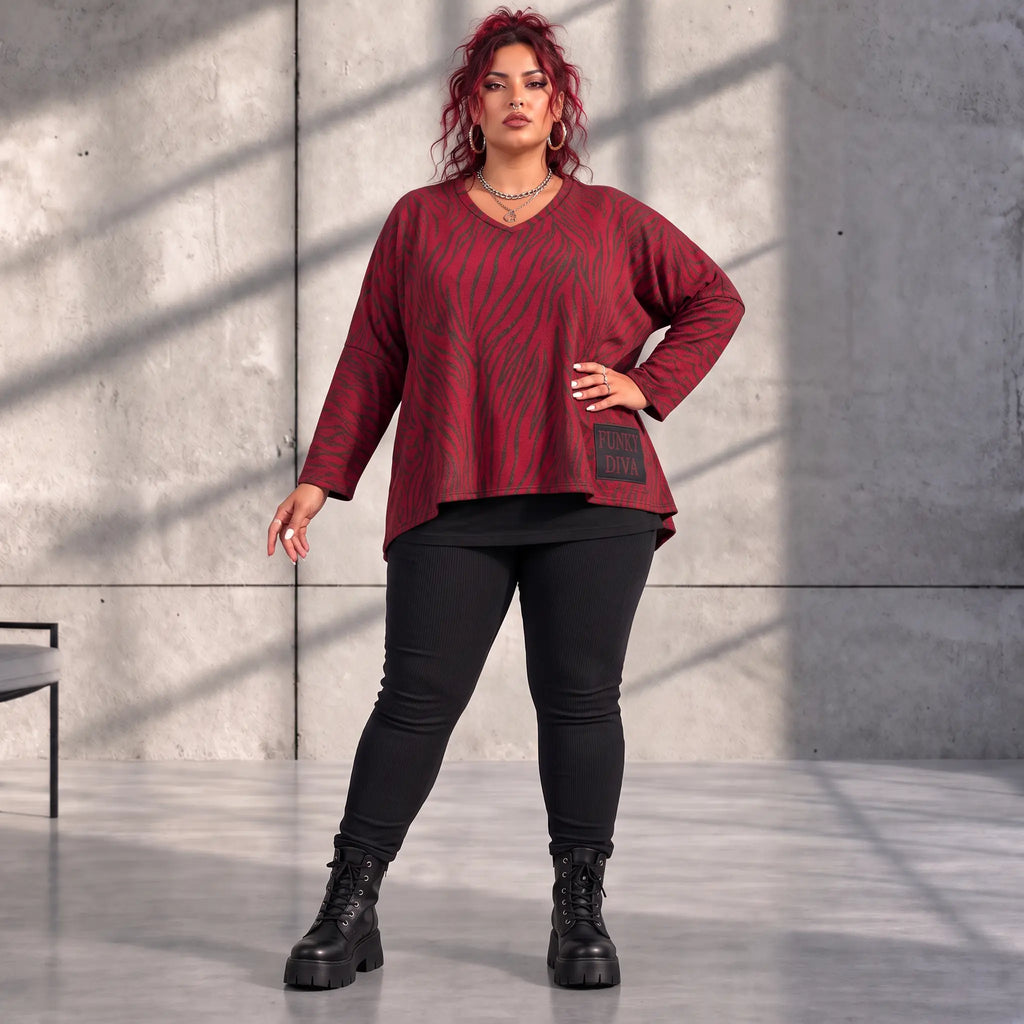 Funky Diva · Shirt · ZebraDiva · T900 · WineBrown