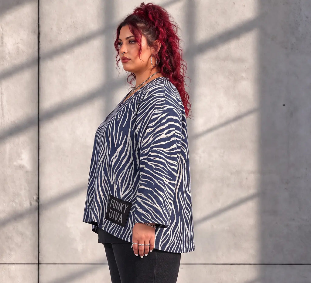 Funky Diva · Shirt · ZebraDiva · T900 · NavyWhite