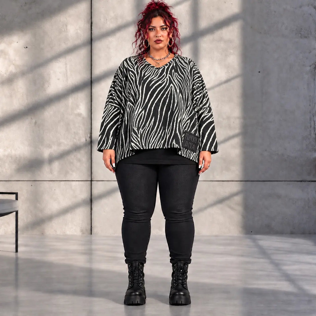 Funky Diva · Shirt · ZebraDiva · T900 · BlackWhite