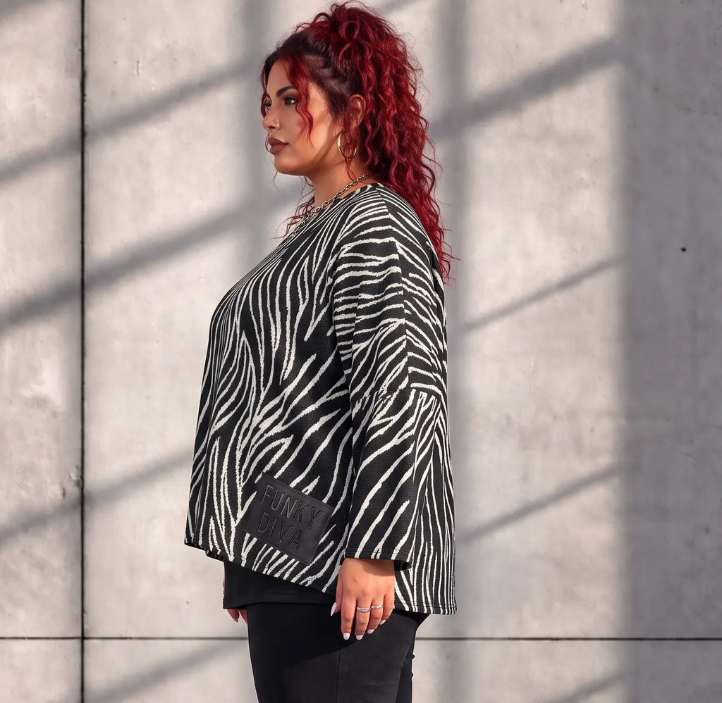 Funky Diva · Shirt · ZebraDiva · T900 · BlackWhite