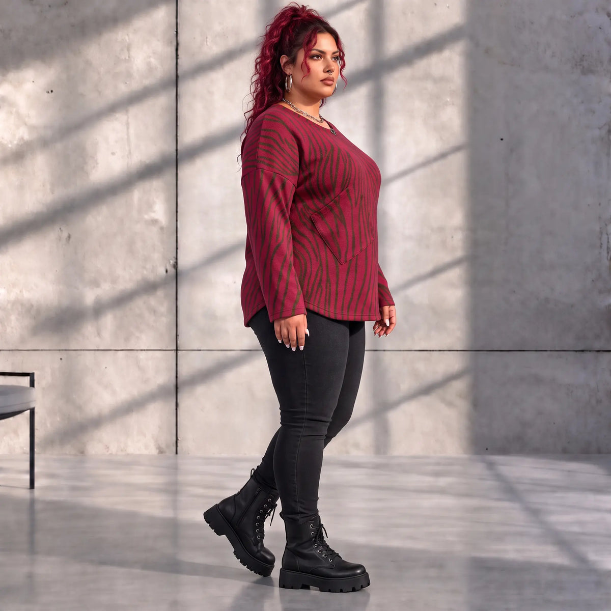 Funky Diva · Shirt · ZebraDiva · T555 · WineBrown
