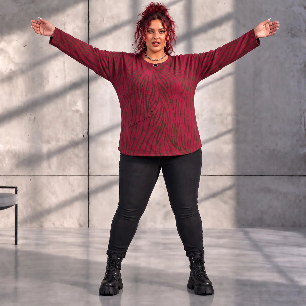 Funky Diva · Shirt · ZebraDiva · T555 · WineBrown