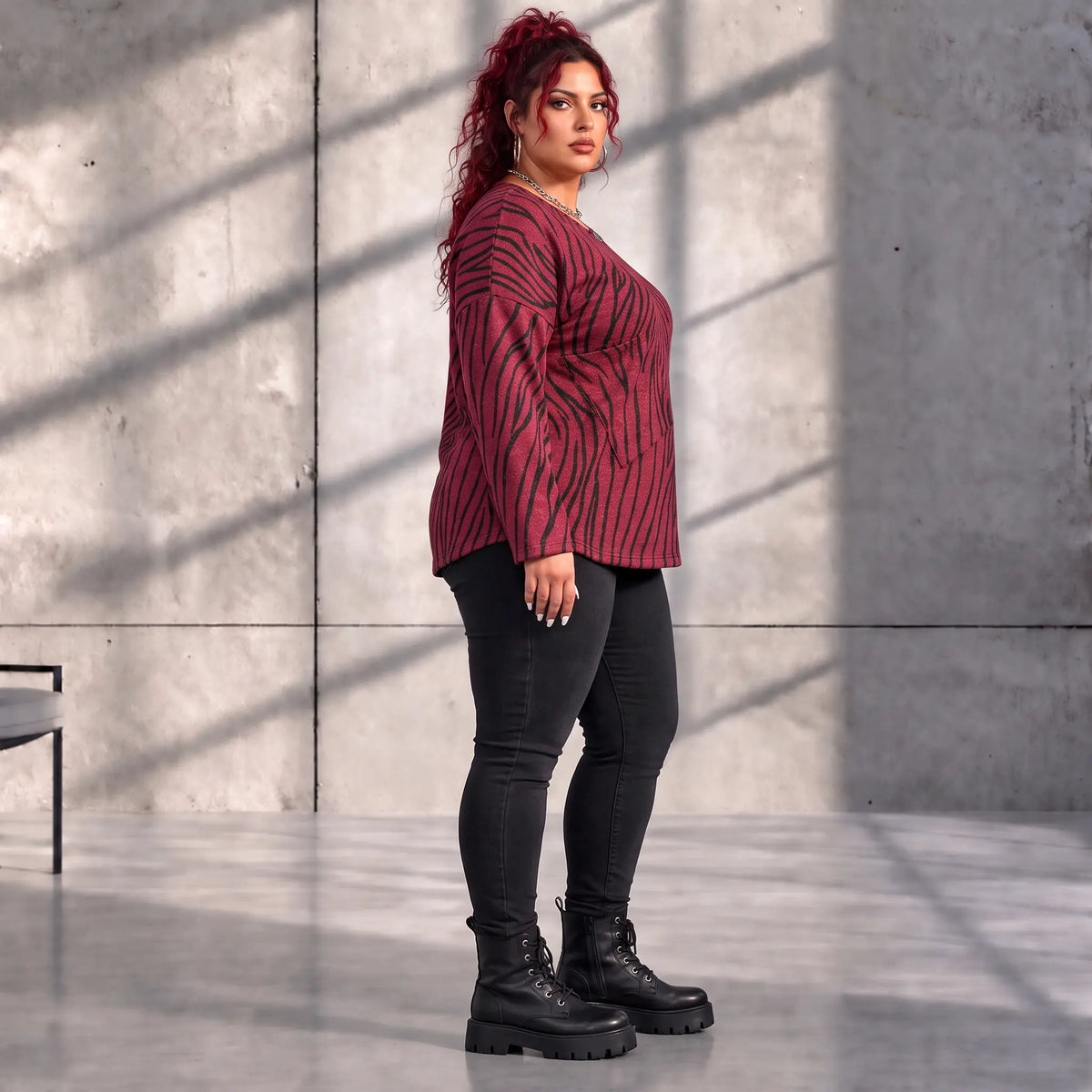 Funky Diva · Shirt · ZebraDiva · T555 · WineBlack