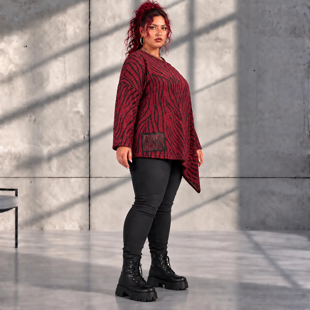 Funky Diva · Shirt · ZebraDiva · T999 · WineBlack