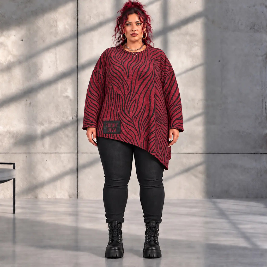 Funky Diva · Shirt · ZebraDiva · T999 · WineBlack