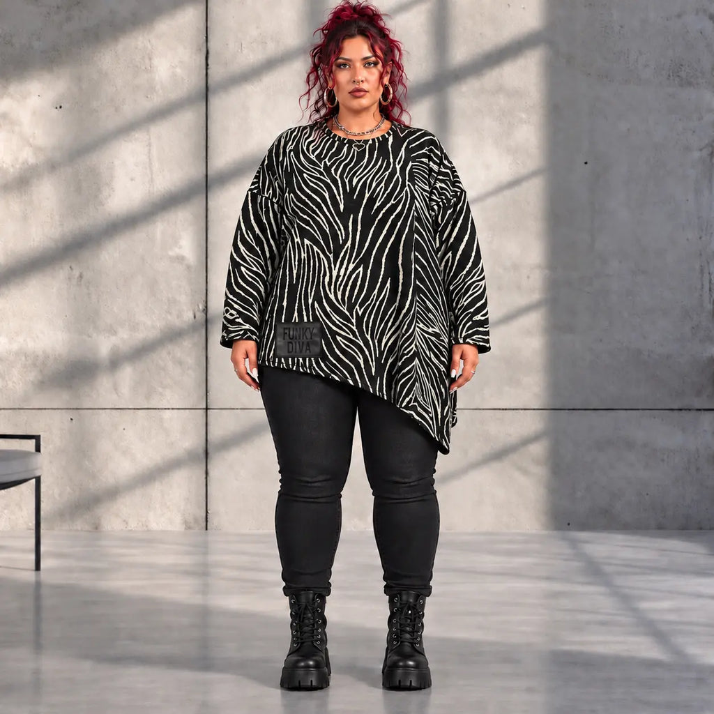 Funky Diva · Shirt · ZebraDiva · T999 · BlackWhite