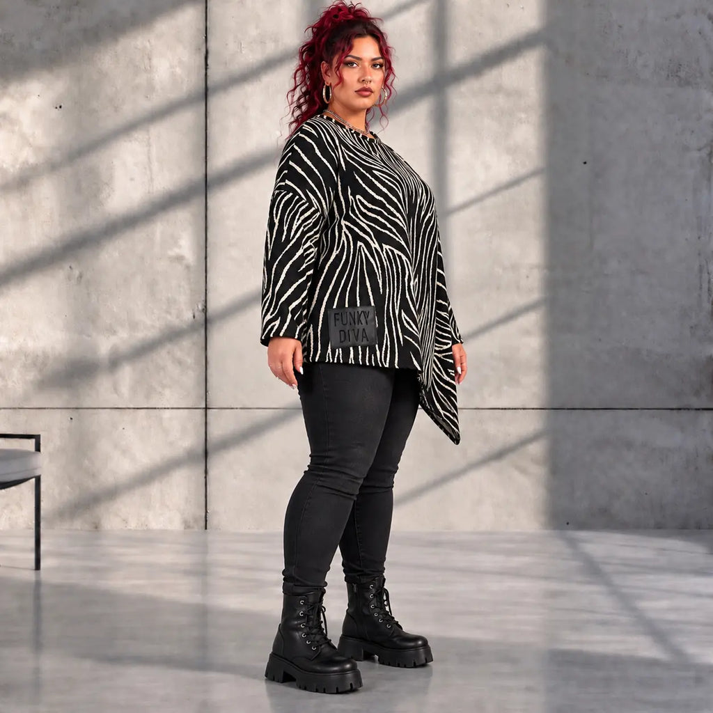Funky Diva · Shirt · ZebraDiva · T999 · BlackWhite
