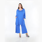 Chemise grande taille AKH Fashion 7054, bleu roi