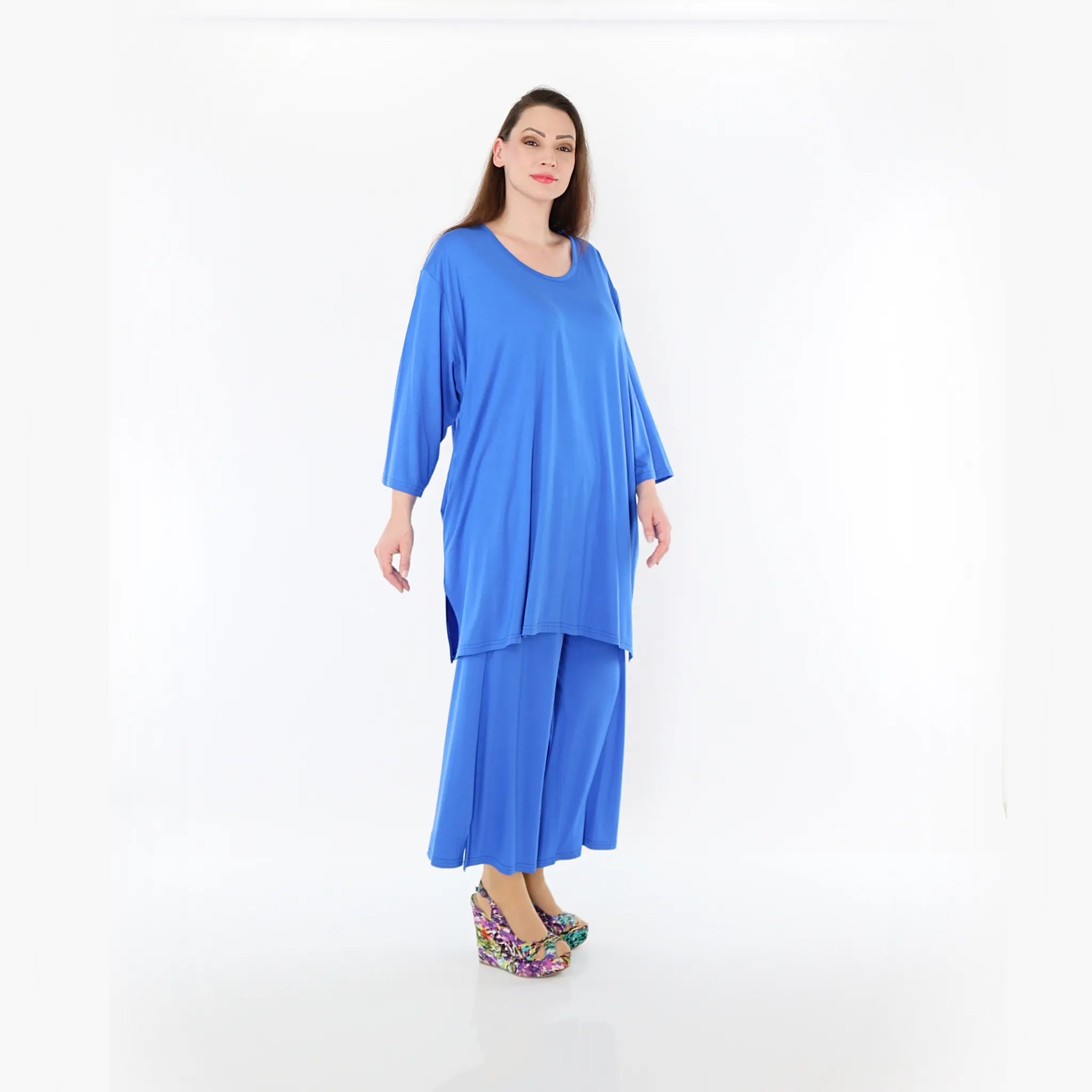 Chemise grande taille AKH Fashion 7054, bleu roi