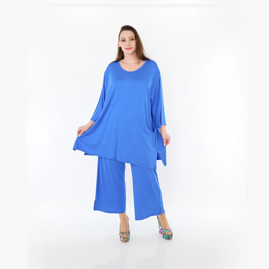 Chemise grande taille AKH Fashion 7054, bleu roi