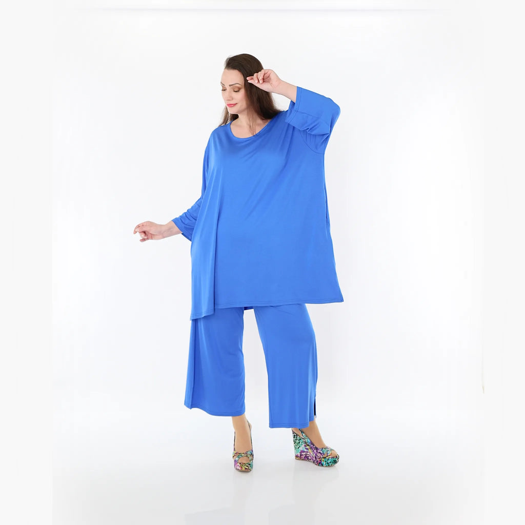 Chemise grande taille AKH Fashion 7054, bleu roi