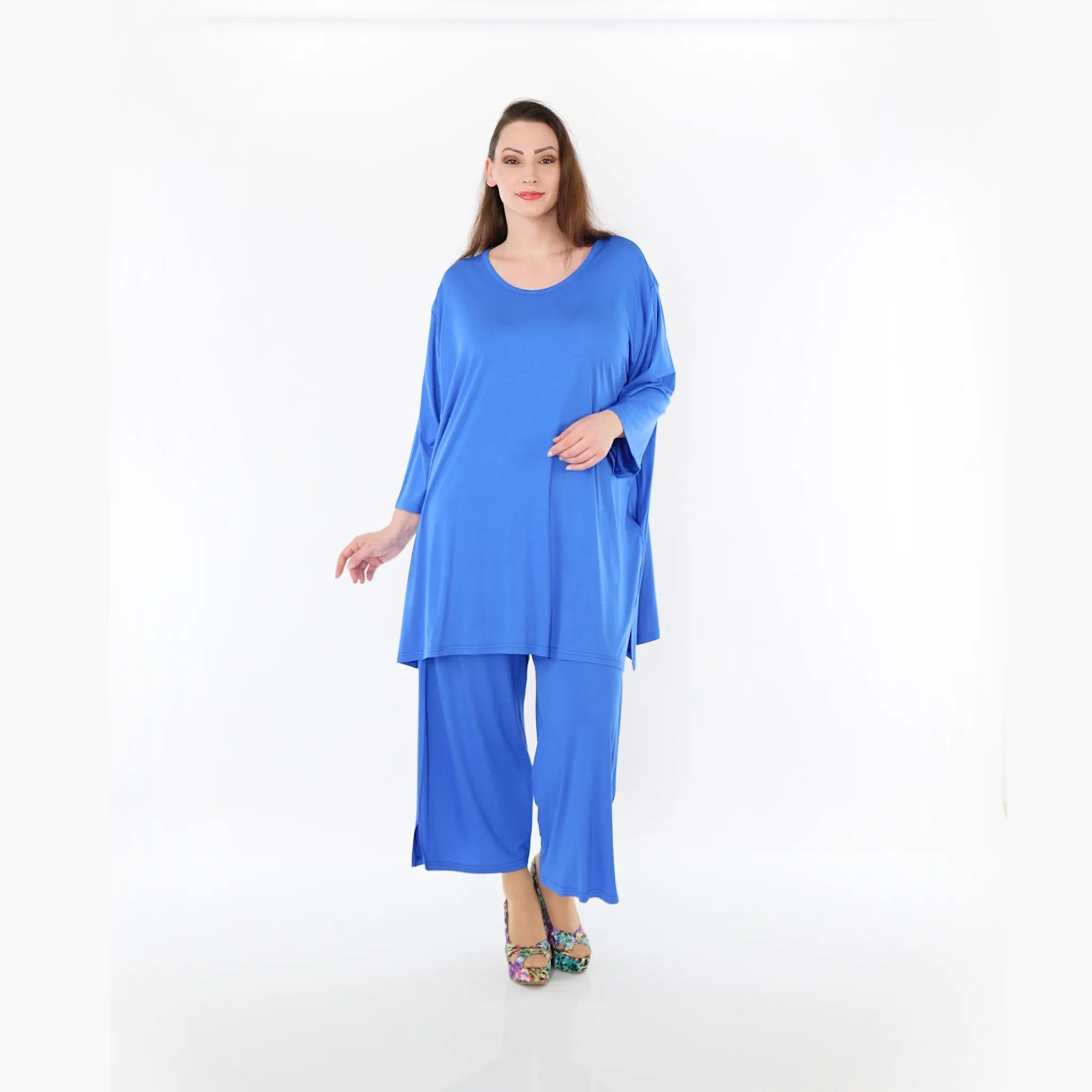 Chemise grande taille AKH Fashion 7054, bleu roi