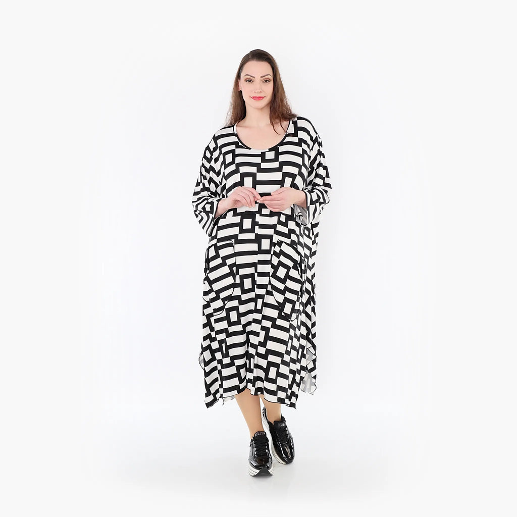 AKH 6025 Dress, White-Black