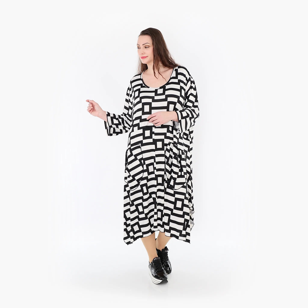 AKH 6025 Dress, White-Black
