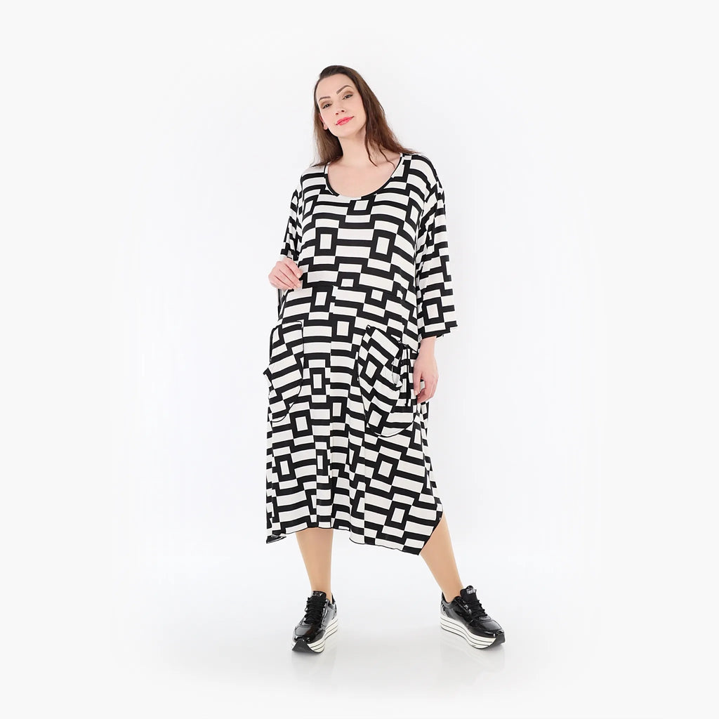 AKH 6025 Dress, White-Black