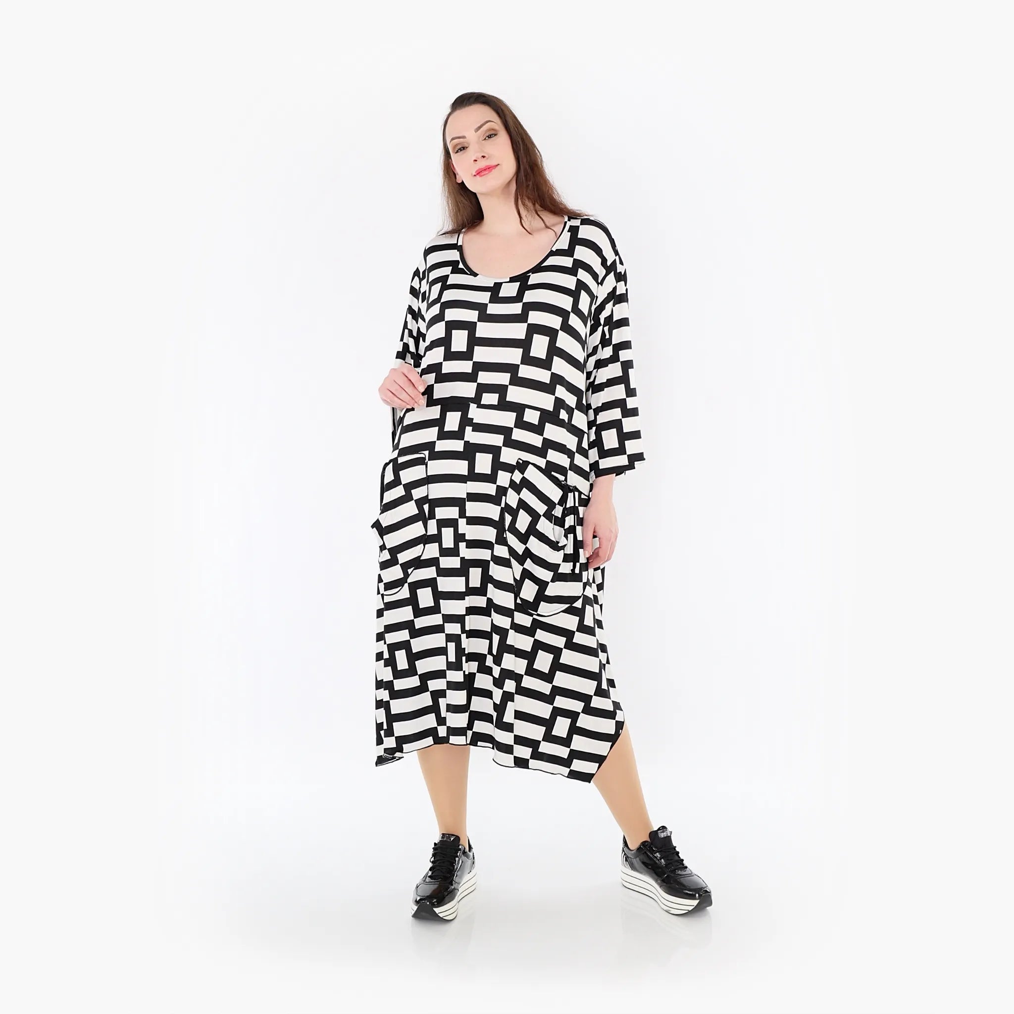 AKH 6025 Dress, White-Black