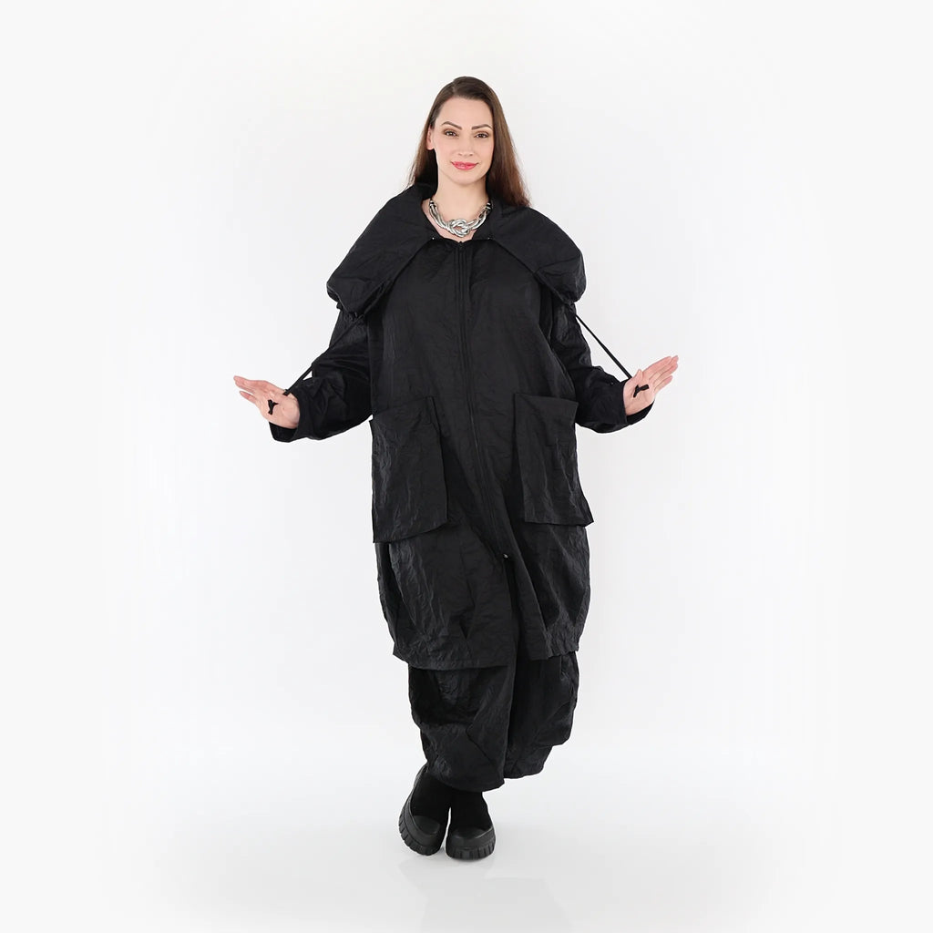 AKH Fashion Mantel 1417 Crushed, Schwarz