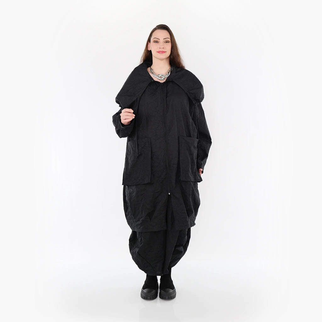 AKH Fashion Mantel 1417 Crushed, Schwarz