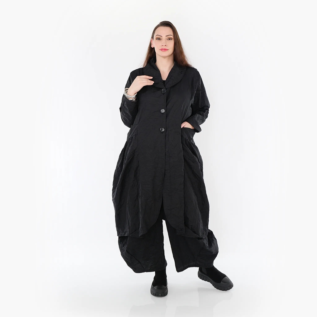 AKH Fashion Mantel 6583 Crushed, Schwarz