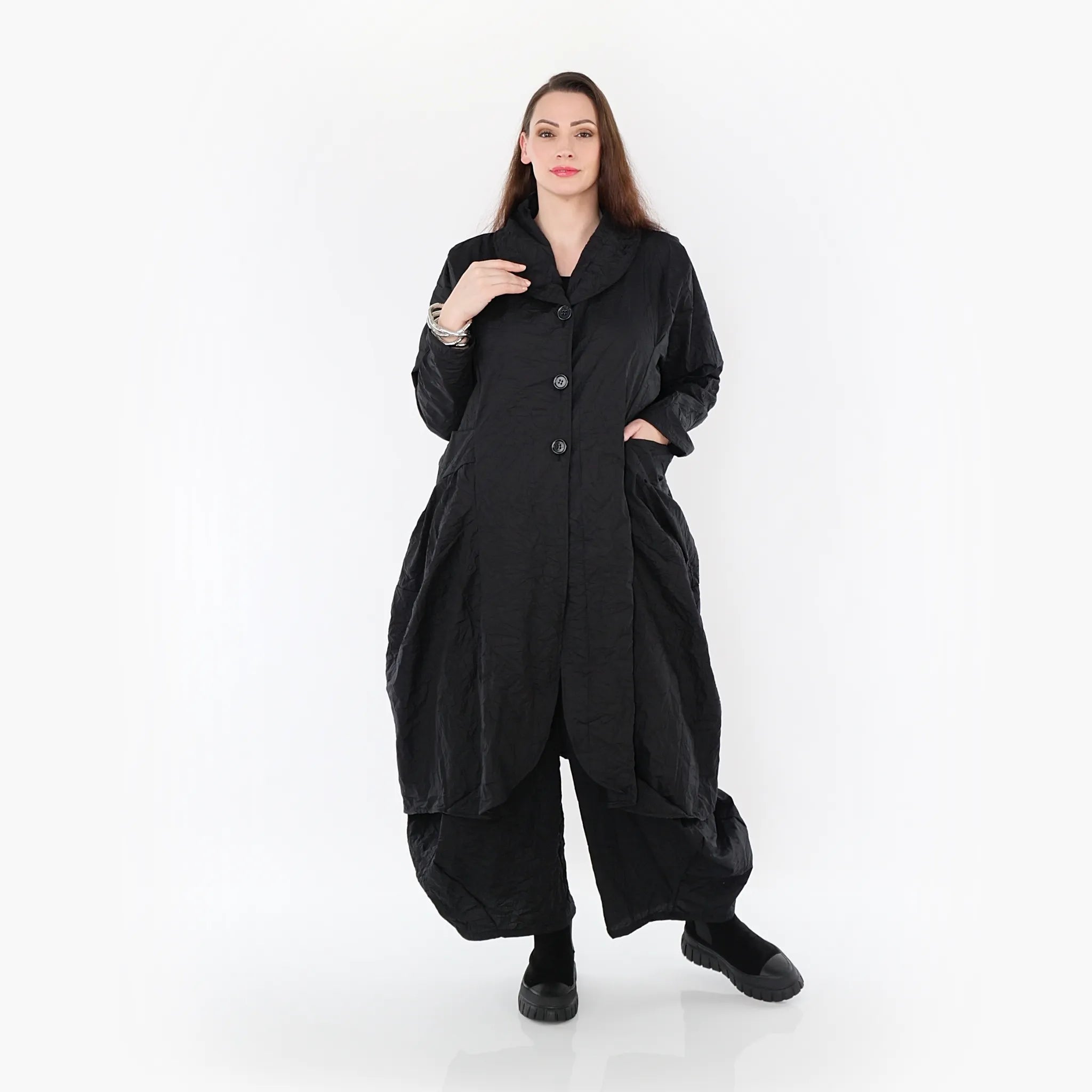 AKH Fashion Mantel 6583 Crushed, Schwarz