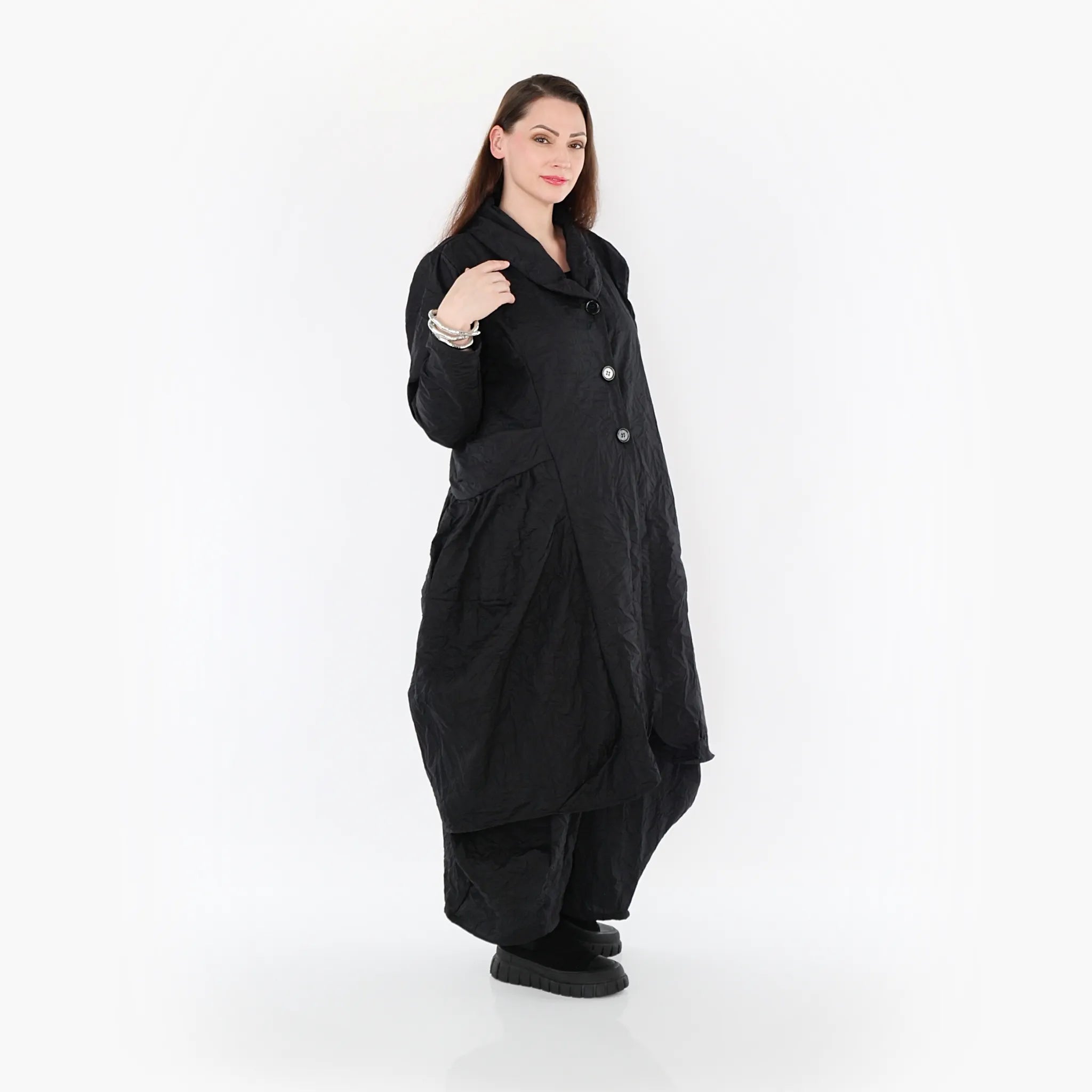 AKH Fashion Mantel 6583 Crushed, Schwarz