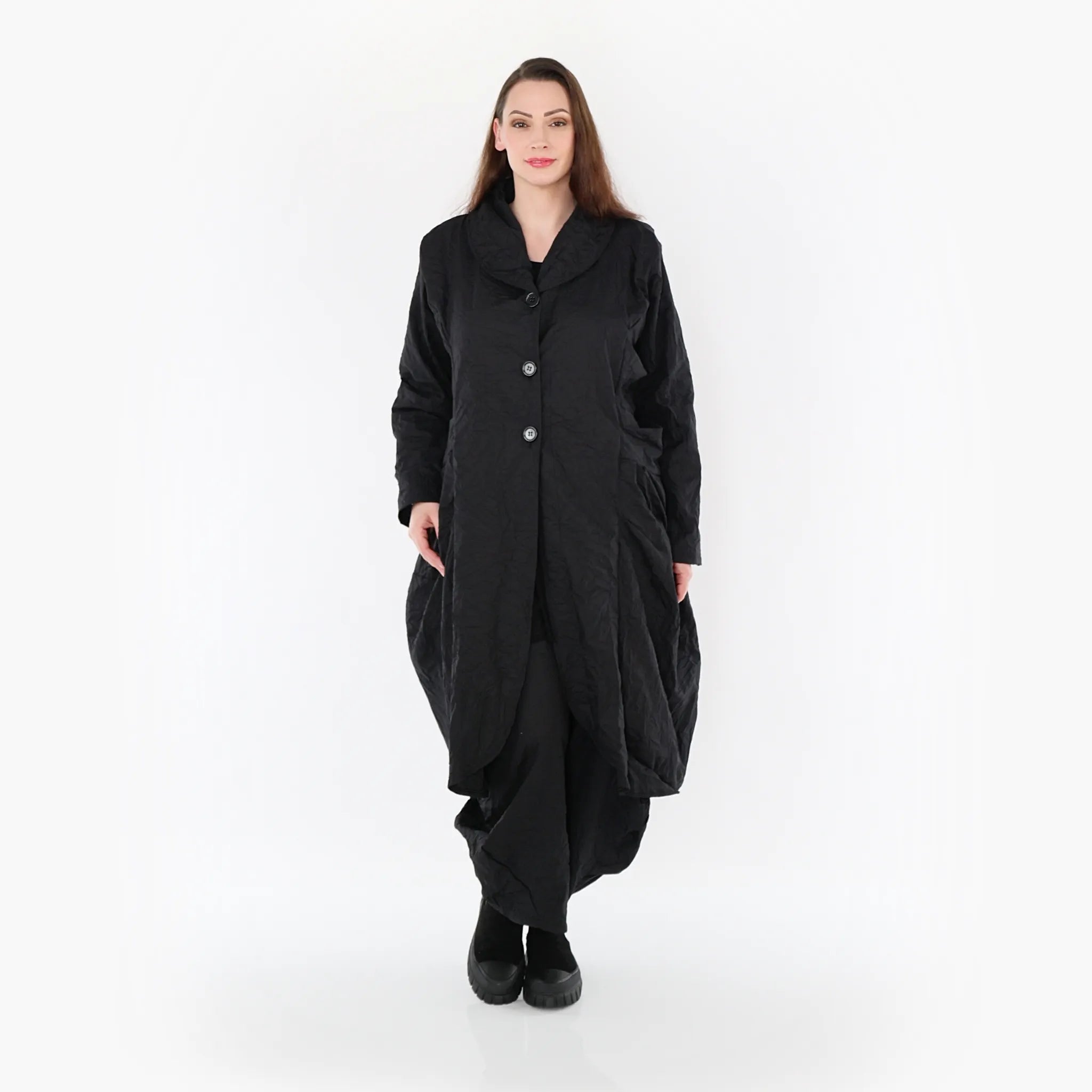 AKH Fashion Mantel 6583 Crushed, Schwarz