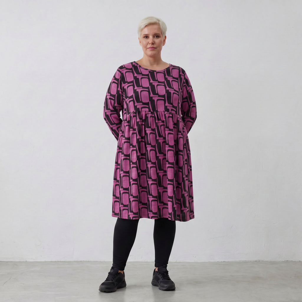 AKH Fashion Kleid 6742 Sophie, Schwarz/Fuchsia