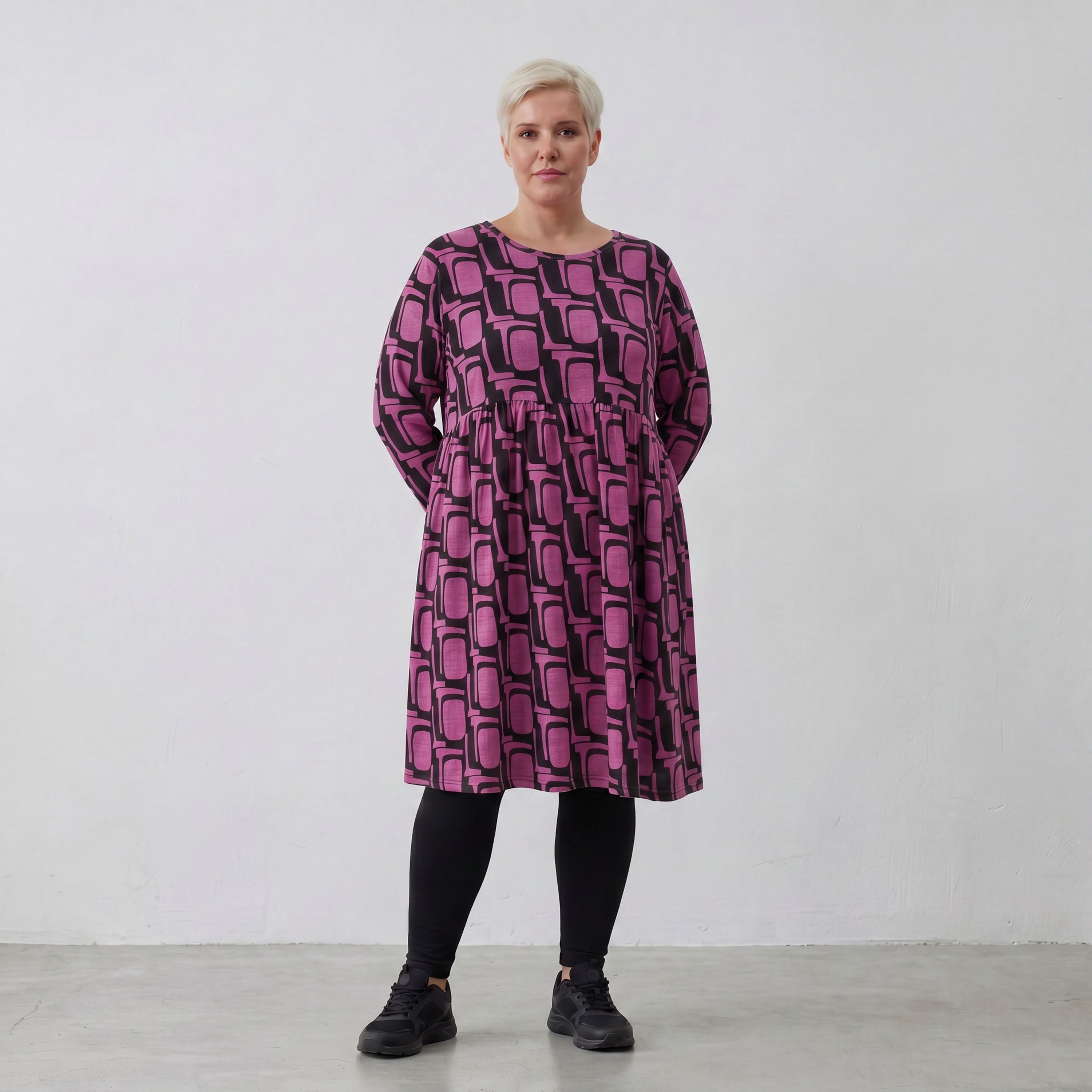 AKH Fashion Kleid 6742 Sophie, Schwarz/Fuchsia